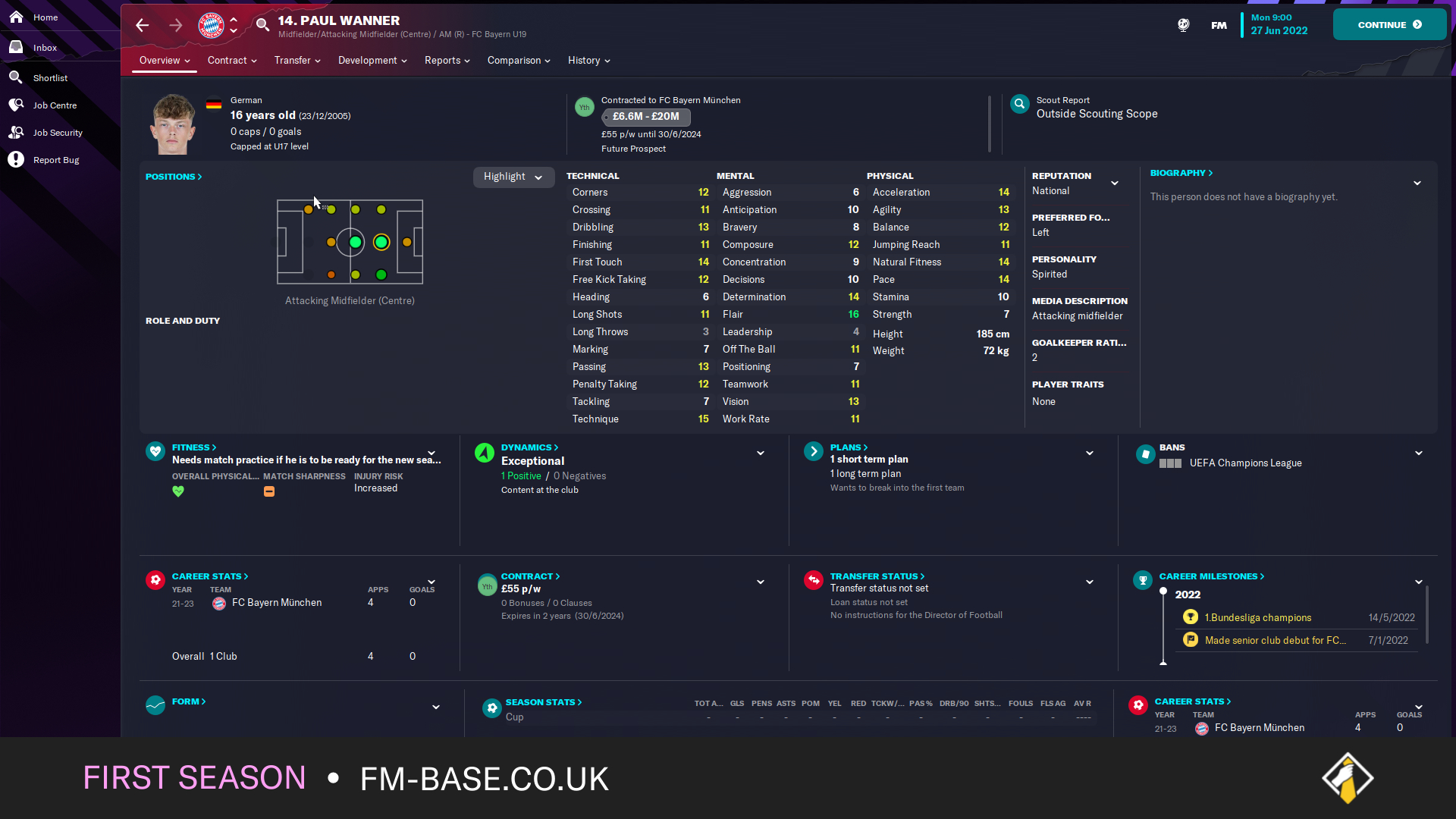 Comparing Paul Wanner: FM23 vs FM24 Player Profile Evolution